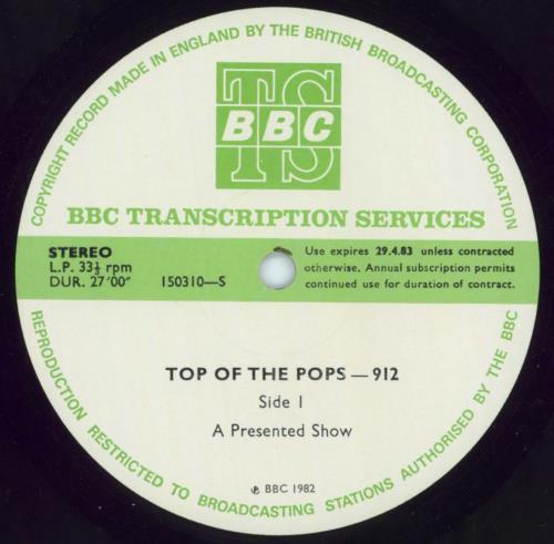 Various-Pop Top Of The Pops 912 vinyl LP album (LP record) UK 7VALPTO814509