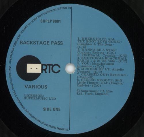 Various-Punk & New Wave Backstage Pass - EX 7" vinyl single (7 inch record / 45) New Zealand PVA07BA879811