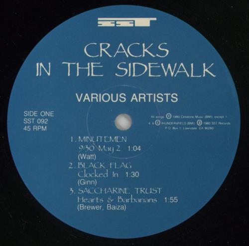 Various-Punk & New Wave Cracks In The Sidewalk 12" vinyl single (12 inch record / Maxi-single) US PVA12CR867615