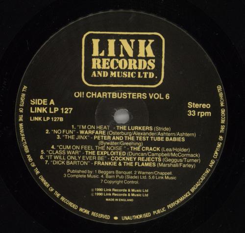 Various-Punk & New Wave Oi! Chartbusters Volume 6 vinyl LP album (LP record) UK PVALPOI877694