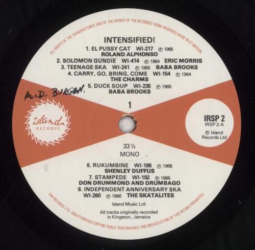Various-Reggae & Ska Intensified! vinyl LP album (LP record) UK V-ALPIN336232