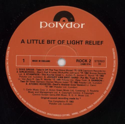 Various-Rock & Metal A Little Bit Of Light Relief - A Rock Sampler vinyl LP album (LP record) UK RVALPAL675907