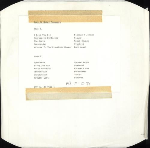 Various-Rock & Metal Best Of Metal Massacre - Test Pressing vinyl LP album (LP record) Dutch RVALPBE718275