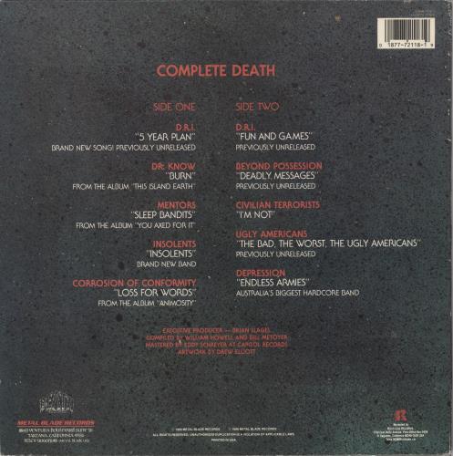 Various-Rock & Metal Complete Death vinyl LP album (LP record) US RVALPCO833558