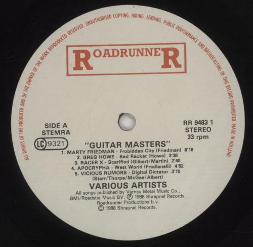 Various-Rock & Metal Guitar Masters vinyl LP album (LP record) Dutch RVALPGU649587