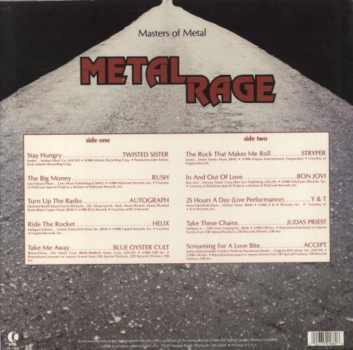 Various-Rock & Metal Masters Of Metal: Metal Rage vinyl LP album (LP record) US RVALPMA802087