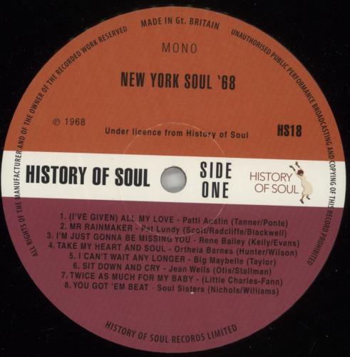 Various-Soul & Funk New York Soul '68 vinyl LP album (LP record) UK SJFLPNE868553
