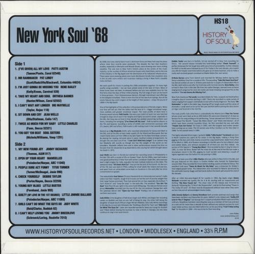 Various-Soul & Funk New York Soul '68 vinyl LP album (LP record) UK SJFLPNE868553