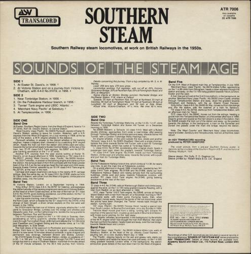 Various-Trains Southern Steam vinyl LP album (LP record) UK V-TLPSO863787
