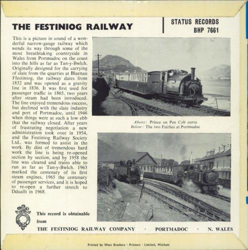 Various-Trains The Festiniog Railway EP 7" vinyl single (7 inch record / 45) UK V-T07TH809158