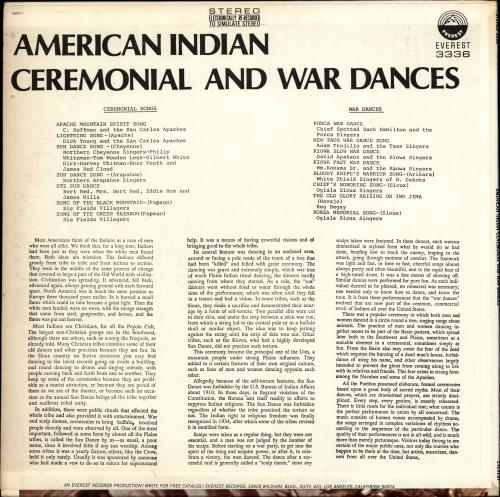 Various-World Music American Indian Ceremonial And War Dances vinyl LP album (LP record) US VRWLPAM693232
