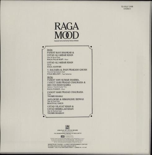 Various-World Music Raga Mood vinyl LP album (LP record) Indian VRWLPRA751581