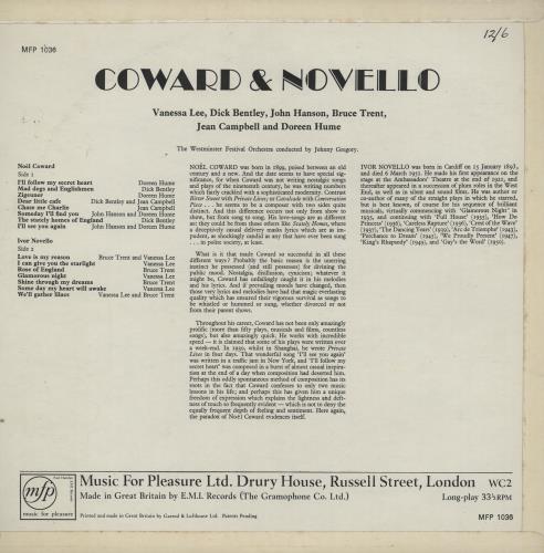 Various Artists Coward & Novello vinyl LP album (LP record) UK VARLPCO757881