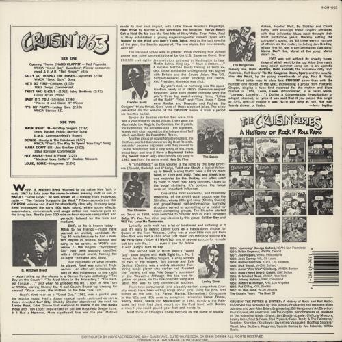 Various Artists Cruisin' 1963 vinyl LP album (LP record) US VARLPCR310823
