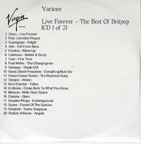 Various Artists Live Forever - The Best Of Britpop CD-R acetate UK VARCRLI241411