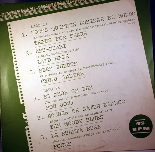 Various Artists Phillips Maxi Simple Compilation - Tears For Fears, Cyndi Lauper, Bon Jovi vinyl LP album (LP record) Argentinean VARLPPH564422