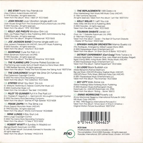 Various Artists Rykodisc: What Music Sounds Like 1983-2003 CD album (CDLP) UK VARCDRY556785