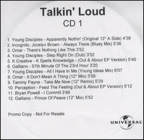 Various Artists Talkin' Loud CD-R acetate UK VARCRTA276733