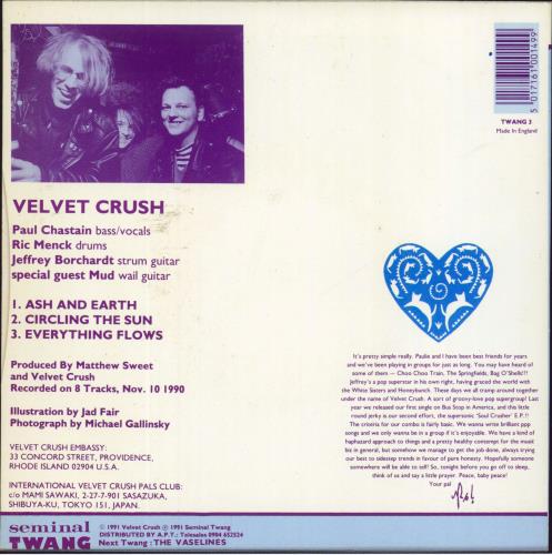 Velvet Crush Ash And Earth 7" vinyl single (7 inch record / 45) UK VVT07AS813008