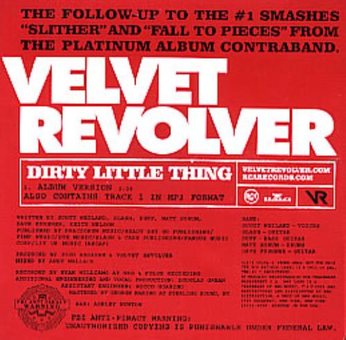 Velvet Revolver Dirty Little Thing CD single (CD5 / 5") US VVRC5DI313024