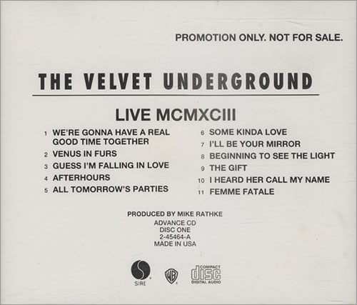 Velvet Underground Live MCMXCIII 2 CD album set (Double CD) US VUN2CLI114043