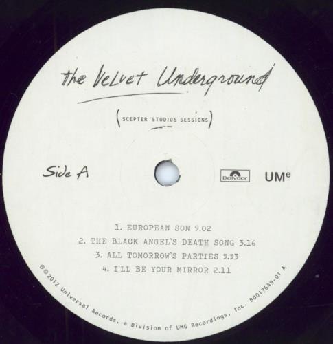 Velvet Underground Scepter Studios Sessions - Un-Numbered + Shrink vinyl LP album (LP record) US VUNLPSC796170