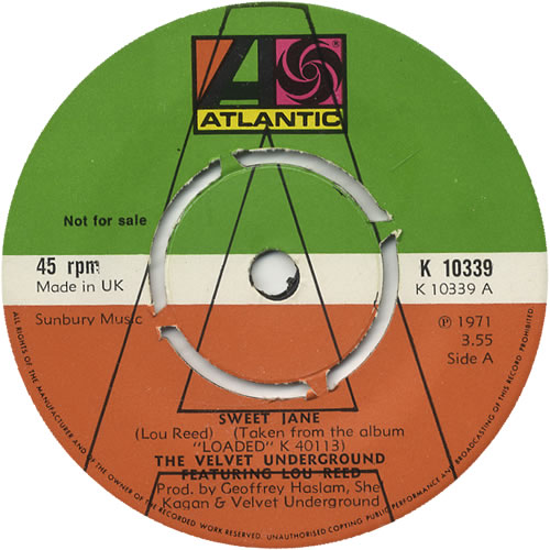 Velvet Underground Sweet Jane 7" vinyl single (7 inch record / 45) UK VUN07SW115966