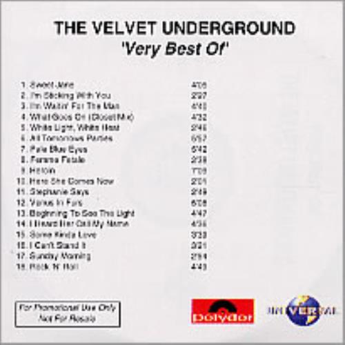 Velvet Underground Very Best Of CD-R acetate UK VUNCRVE240045