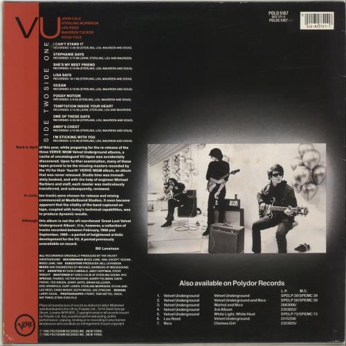 Velvet Underground VU - EX vinyl LP album (LP record) UK VUNLPVU393839