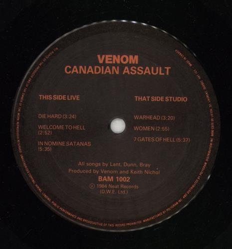 Venom Canadian Assault vinyl LP album (LP record) Canadian VNMLPCA87629