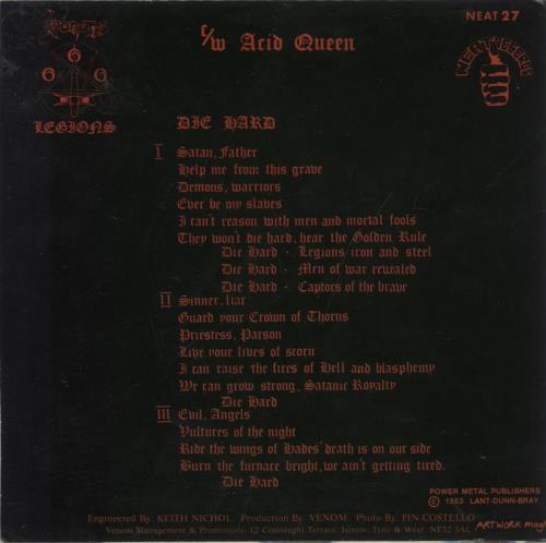 Venom Die Hard 7" vinyl single (7 inch record / 45) UK VNM07DI173800