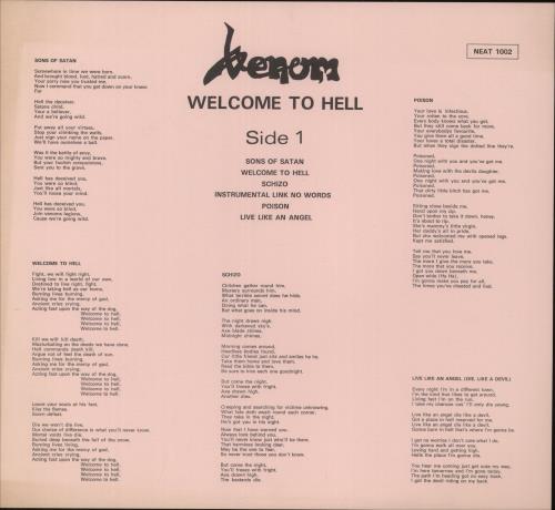 Venom Welcome To Hell + Poster + Lyric Insert - EX vinyl LP album (LP record) UK VNMLPWE809699