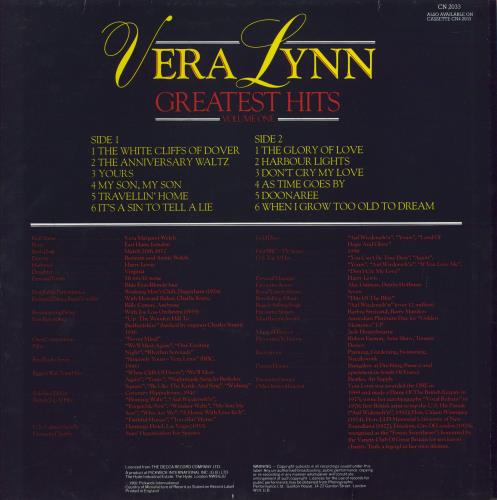 Vera Lynn Greatest Hits Volume One vinyl LP album (LP record) UK VRNLPGR787722
