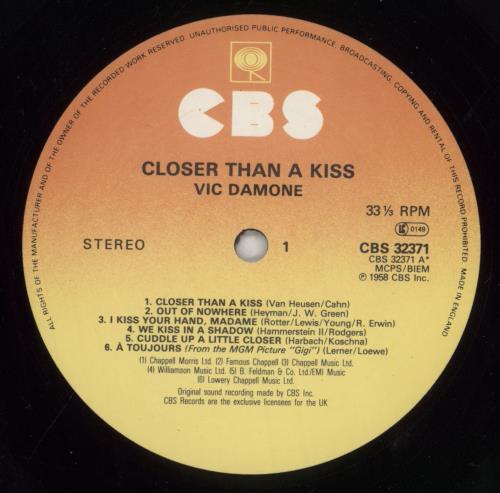 Vic Damone Closer Than A Kiss vinyl LP album (LP record) UK VDELPCL678282