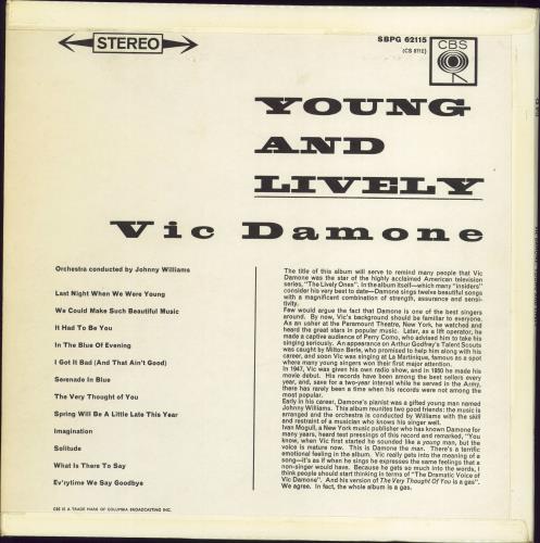 Vic Damone Young And Lively vinyl LP album (LP record) UK VDELPYO774029
