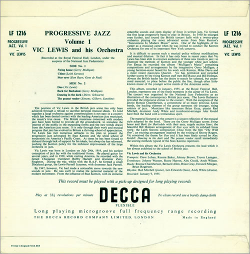 Vic Lewis Progressive Jazz Volume 1 EP 10" vinyl single (10 inch record) UK VB-10PR476041