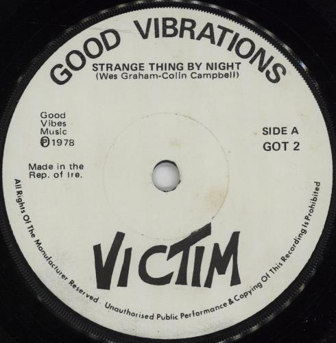 Victim Strange Thing By Night - yellow p/s 7" vinyl single (7 inch record / 45) Irish VCM07ST336155