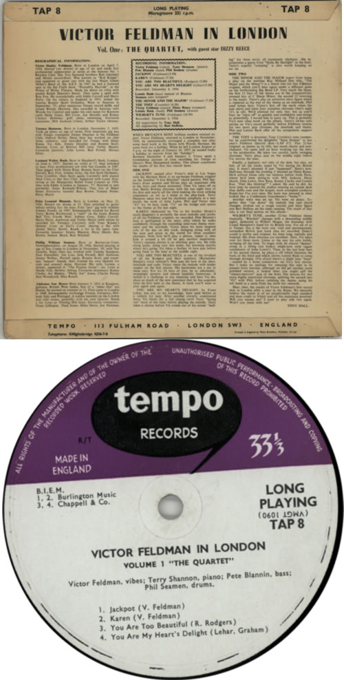 Victor Feldman In London Vol. 1: The Quartet vinyl LP album (LP record) UK VFELPIN622758