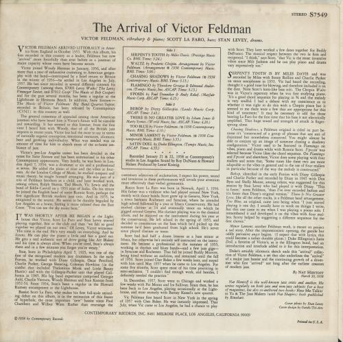 Victor Feldman The Arrival Of Victor Feldman vinyl LP album (LP record) US VFELPTH565944