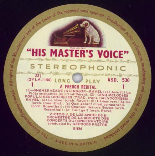 Victoria De Los Angeles A French Recital vinyl LP album (LP record) UK VJILPAF829649