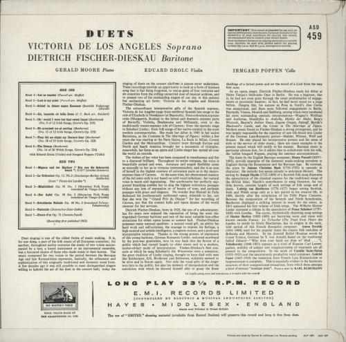 Victoria De Los Angeles Duets vinyl LP album (LP record) UK VJILPDU886940