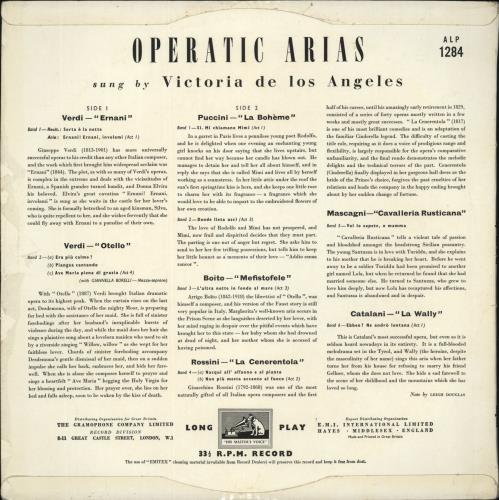 Victoria De Los Angeles Operatic Arias Sung By Victoria De Los Angeles vinyl LP album (LP record) UK VJILPOP868133
