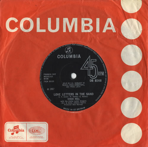 Vince Hill Love Letters In The Sand 7" vinyl single (7 inch record / 45) UK VH207LO557118