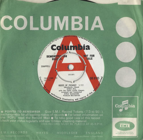 Vince Hill Roses Of Picardy 7" vinyl single (7 inch record / 45) UK VH207RO477990