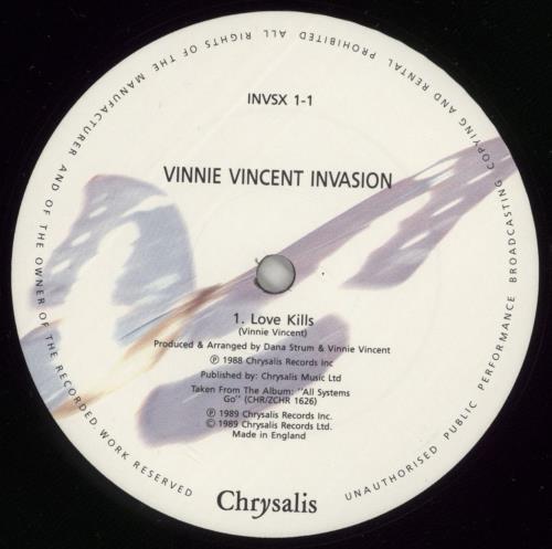 Vinnie Vincent Love Kills 12" vinyl single (12 inch record / Maxi-single) UK VNV12LO130321