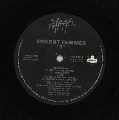 Violent Femmes 3 (Three) - EX vinyl LP album (LP record) UK VIOLPTH868406