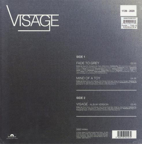 Visage Fade To Grey / Mind Of A Toy / Visage 10" vinyl single (10 inch record) UK VIS10FA832967
