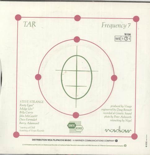 Visage Tar 7" vinyl single (7 inch record / 45) French VIS07TA78050