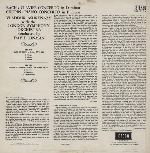 Vladimir Ashkenazy Concerto in D minor / Piano Concerto No. 2 in F minor vinyl LP album (LP record) UK VL2LPCO758410
