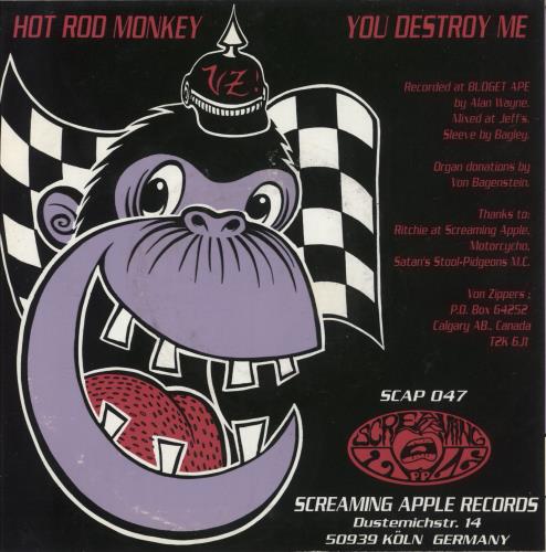 Von Zippers Hot Rod Monkey 7" vinyl single (7 inch record / 45) German 9U907HO868459